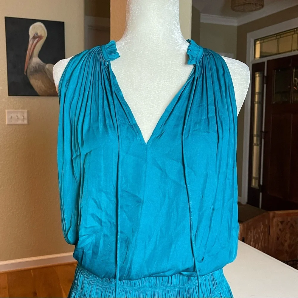 Current Air Cara Sleeveless Pleated Mini Dress Turquoise Size S - Picture 8 of 16